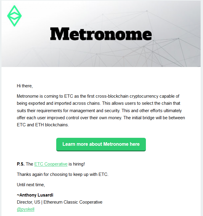 Metronome: ETC / ETH Cross-Chain