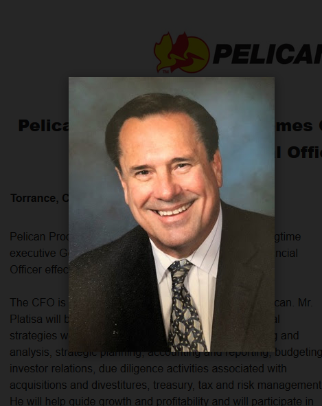 Pelican Products, Inc. Welcomes George Platisa as Chief Financial Officer